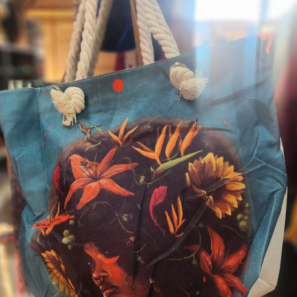 Artistic Blue and Orange Tote Bag